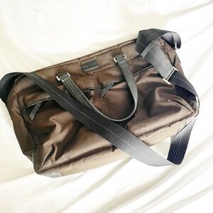 Coach Brown nylon messenger bag with leather trim